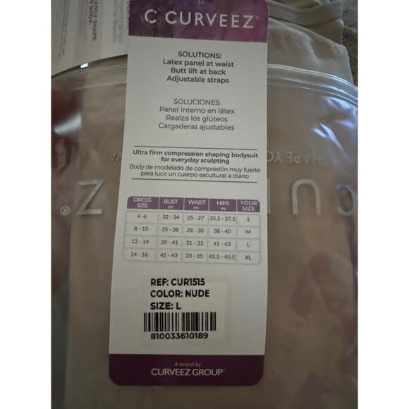 Brand New Curveez Women's L Nude Ultra Shaping Hip Hugger Bodysuit - Picture 3 of 8